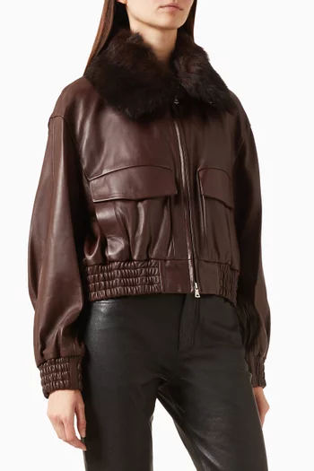 Ellery Aviator Bomber Jacket in Leather