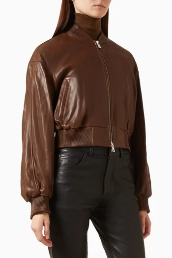 Wren Glossy Bomber Jacket in Leather