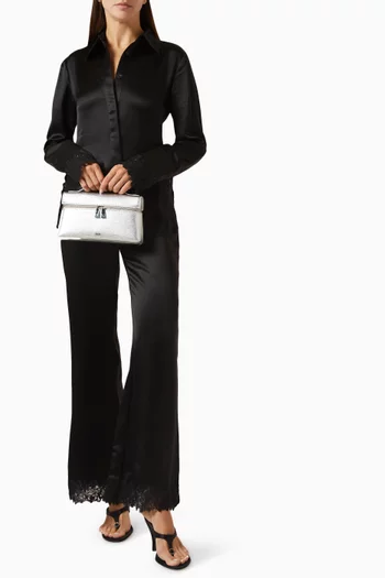 Marine Lace-hem Pants in Satin