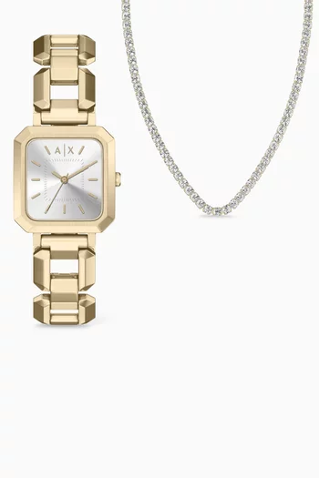 Leila Quartz Watch & Necklace Gift Set