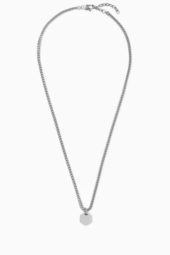 Logo Pendant Necklace in Stainless Steel