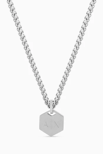 Logo Pendant Necklace in Stainless Steel