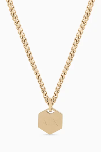 Logo Pendant Necklace in Stainless Steel