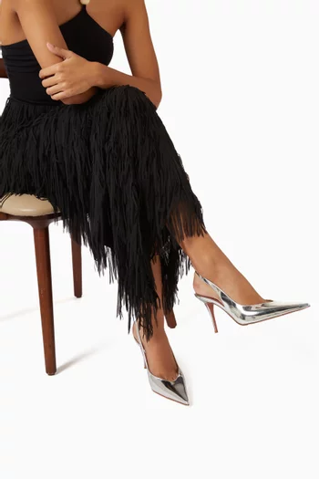 Anok 90 Sling Pumps in Metallic Leather