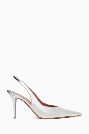 Anok 90 Sling Pumps in Metallic Leather