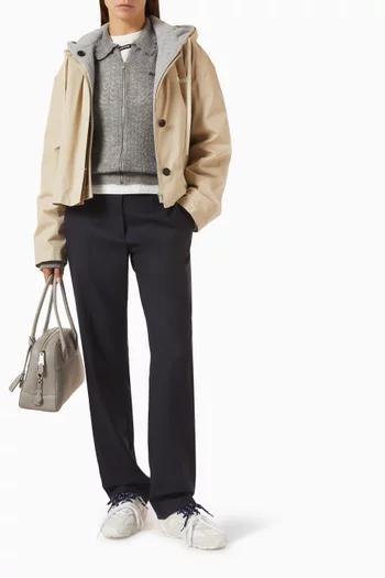 Pleated Gabardine Pants in Wool