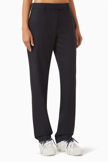 Pleated Gabardine Pants in Wool
