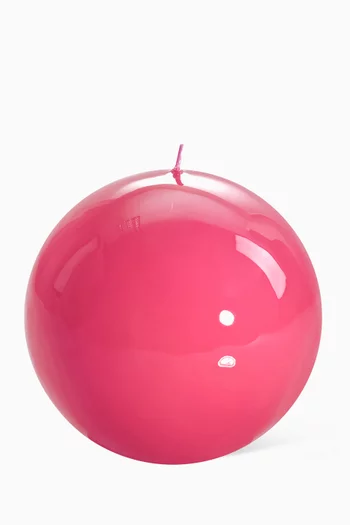 Fuchsia Lacquered Ball Candle, 120mm Diameter