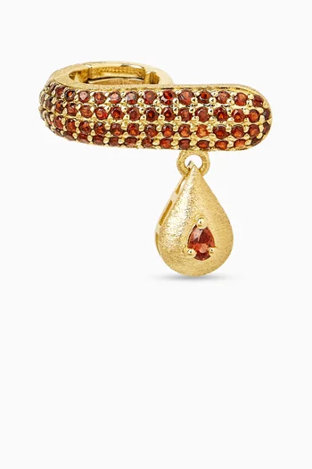 Garnet Single Ear Cuff in Brushed 18kt Gold