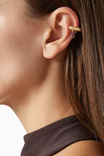 Garnet Single Ear Cuff in Brushed 18kt Gold