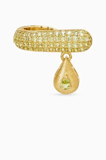 Peridot Single Ear Cuff in Brushed 18kt Gold