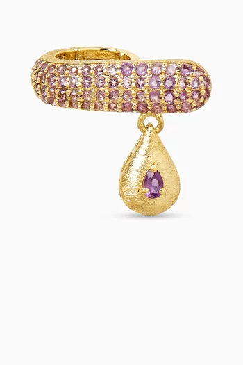 Amethyst Single Ear Cuff in Brushed 18kt Gold