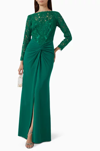 Lysandra Embroidered Gown in Crepe