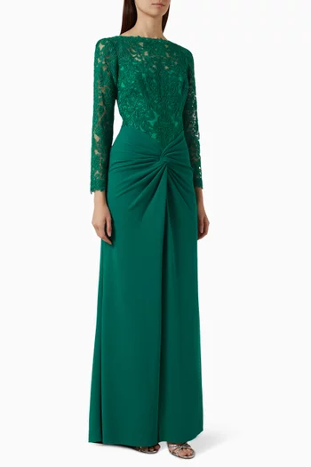 Lysandra Embroidered Gown in Crepe