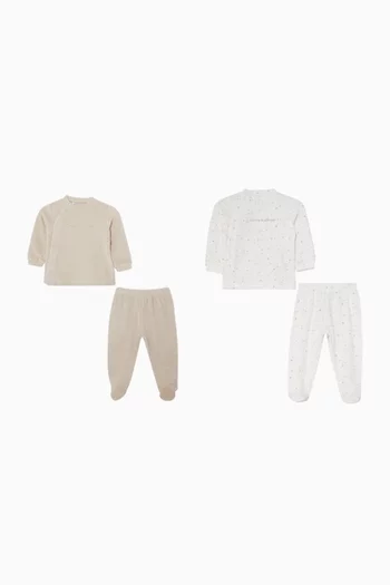Embroidered Pyjama Romper in Cotton-blend, Set of 2