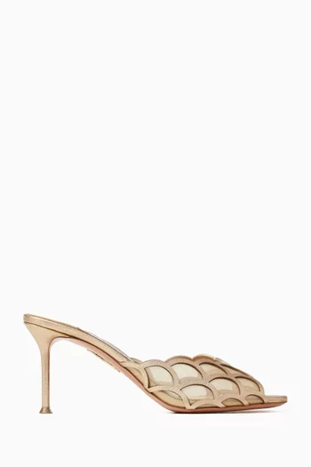 Aira 75 Mule Sandals in Metallic Leather