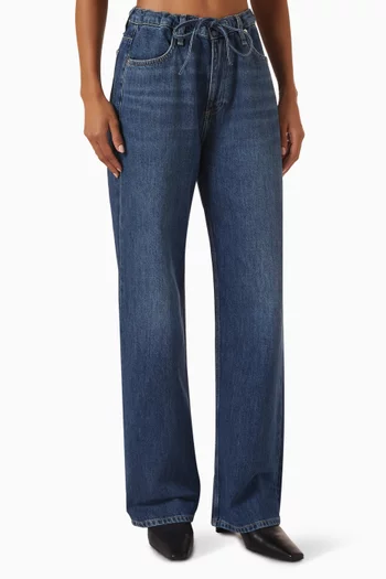 Phoebe Drawstring Wide-leg Jeans in Denim