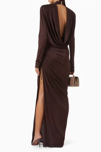 Open-back Draped Maxi Dress in Jersey
