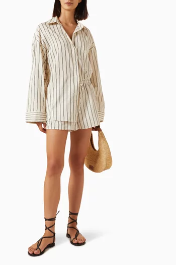 Fable Striped Shorts in Silk-blend