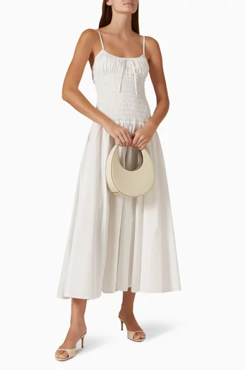 Paloma Shirred Midi Dress in Cotton