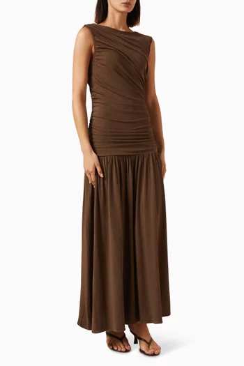Lola Ruched Maxi Dress in Modal-blend