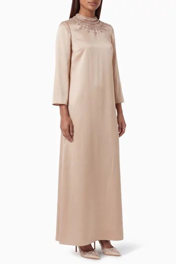 Bead-embellished Gown in Crepe Satin