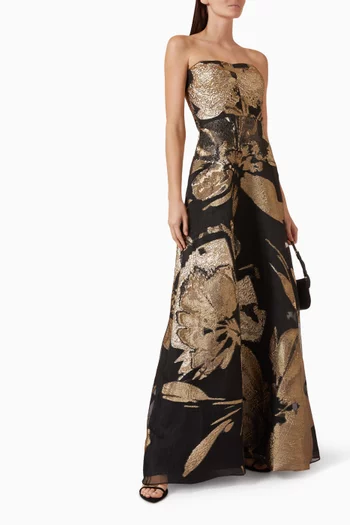 Floral Strapless Ball Gown in Organza