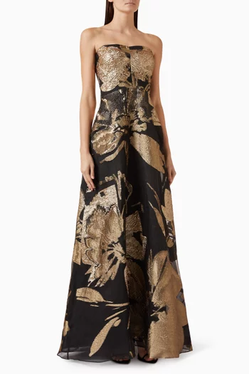Floral Strapless Ball Gown in Organza
