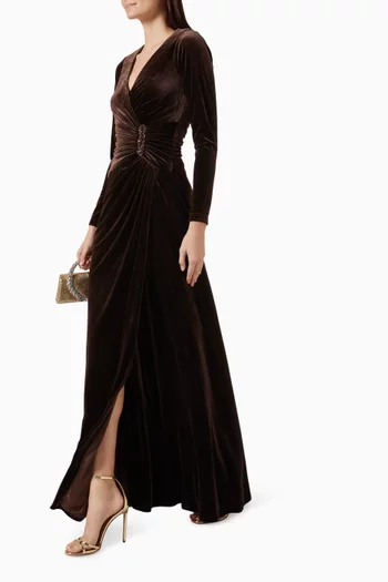 Ruched Side Drape Gown in Velvet