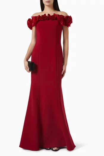 Off-shoulder Gown in Crepe