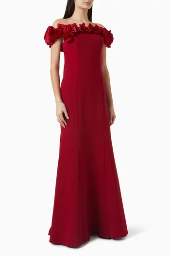 Off-shoulder Gown in Crepe