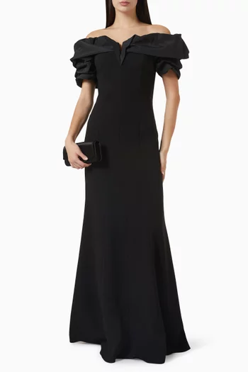 Off-shoulder Gown in Crepe