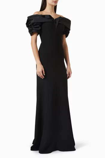 Off-shoulder Gown in Crepe