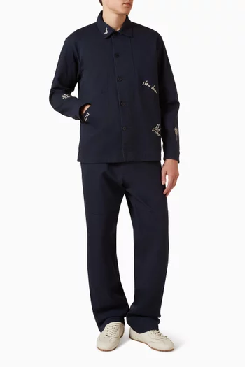Berry Herringbone Embroidered Overshirt in Cotton
