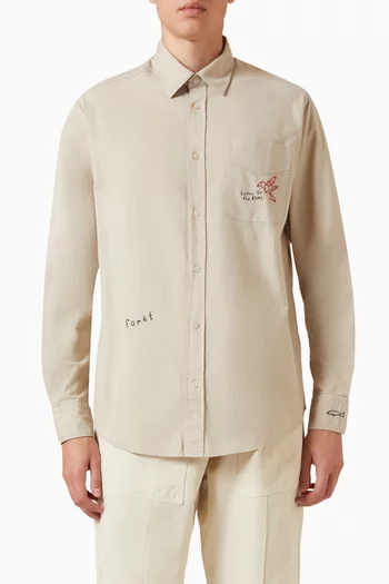 Maple Embroidered Oxford Shirt in Cotton