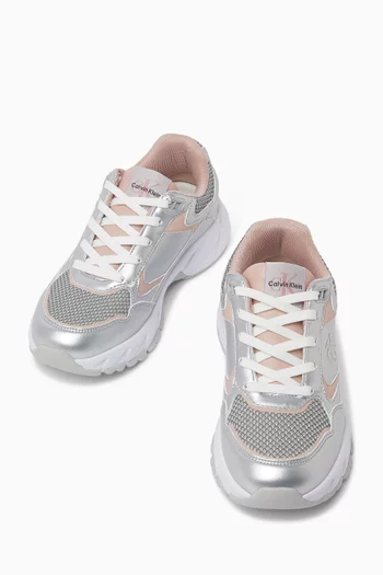 Sneakers in Metallic Faux Leather