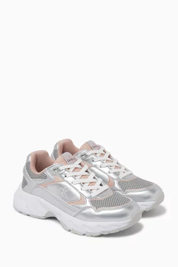 Sneakers in Metallic Faux Leather