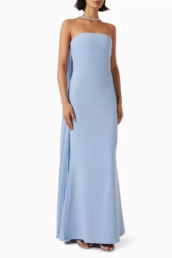Avery Embellished-scarf Dress in Crepe