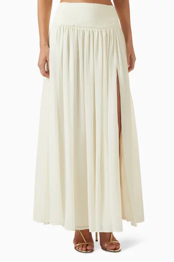 Spencer Pleated Maxi Skirt in Chiffon