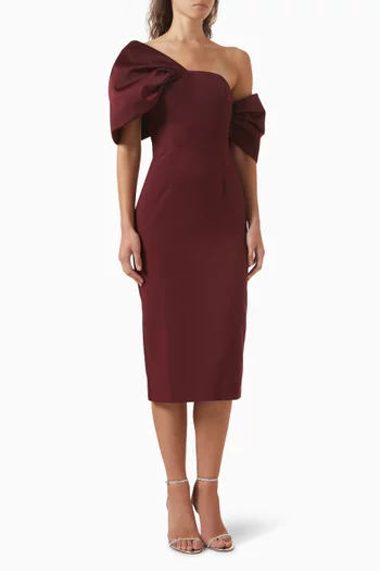 Lucille Midi Dress in Stretch-crepe