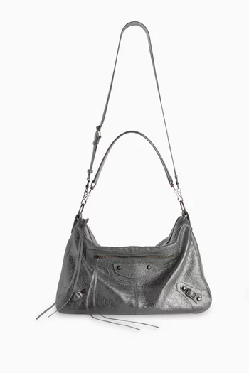 Le City Moto Medium Bag in Volcanic Rock Arena Leather