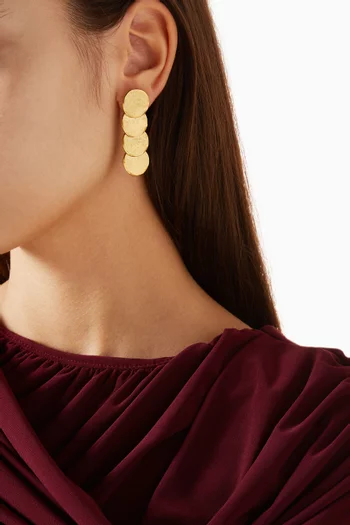 1990s Hammered Disc Earrings in Gold-plated Metal