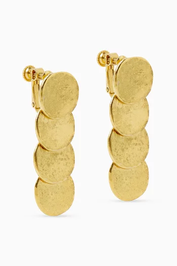 1990s Hammered Disc Earrings in Gold-plated Metal