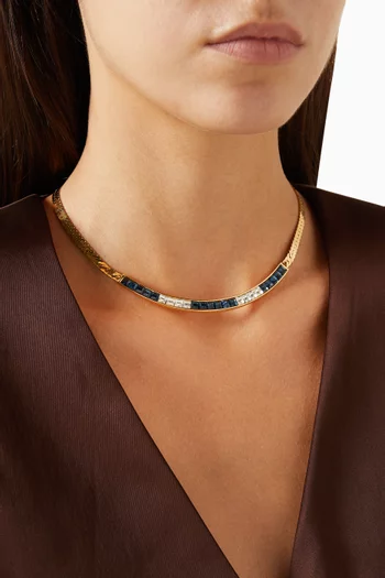 1990s Art Deco Swarovski Crystal Collar Necklace in Gold-plated Metal