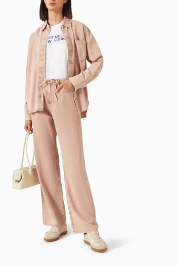 Phoebe Drawstring Wide-leg Jeans in Featherweight Denim
