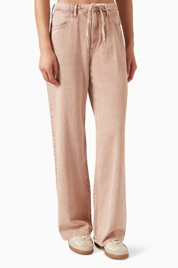 Phoebe Drawstring Wide-leg Jeans in Featherweight Denim