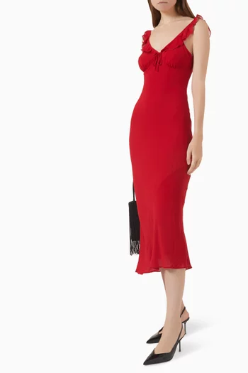Teleia Ruffle Midi Dress in Viscose