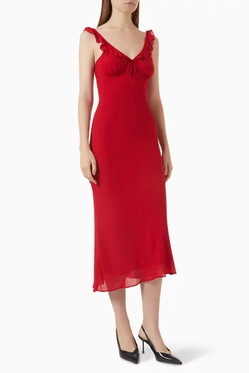 Teleia Ruffle Midi Dress in Viscose