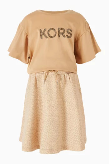Monogram-print Skirt in Double Jersey