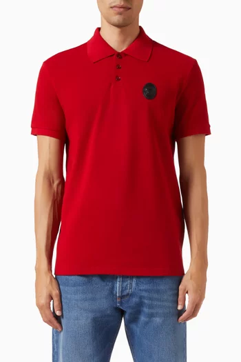 Medusa Logo Patch Polo T-shirt in Cotton-piqué